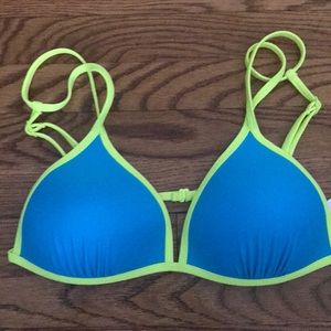 Light blue and yellow bikini top